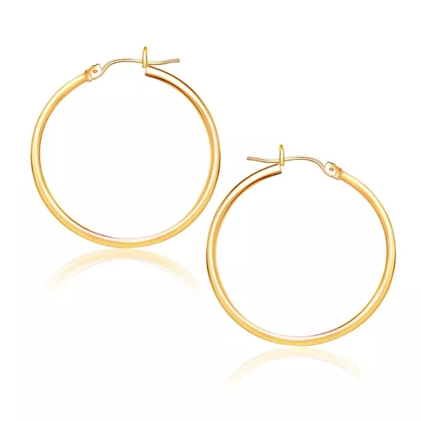 10k Yellow Gold Polished Hoop Earrings (1.5x25mm)