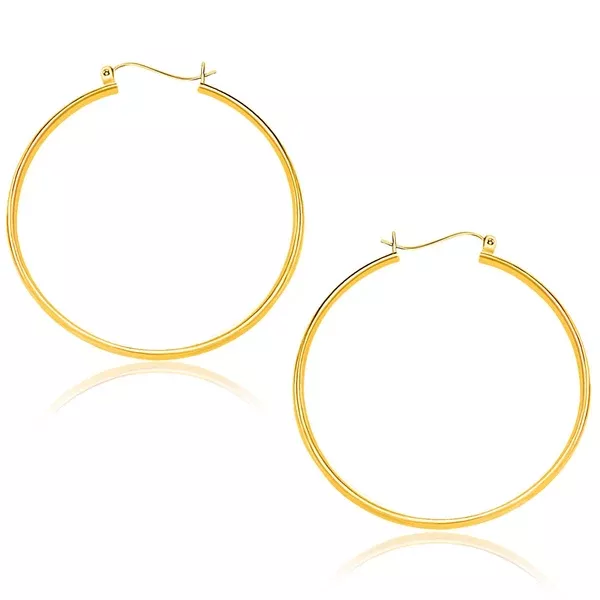 10k Yellow Gold Polished Hoop Earrings (1.5x40mm)