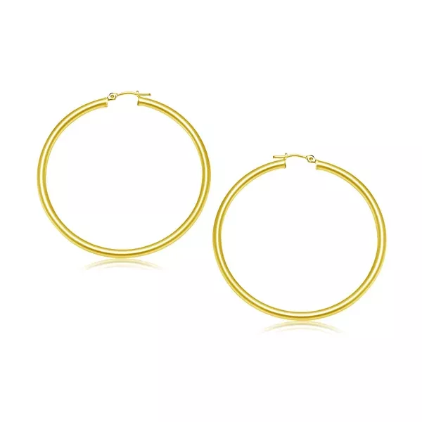 10k Yellow Gold Polished Hoop Earrings (3x30mm)