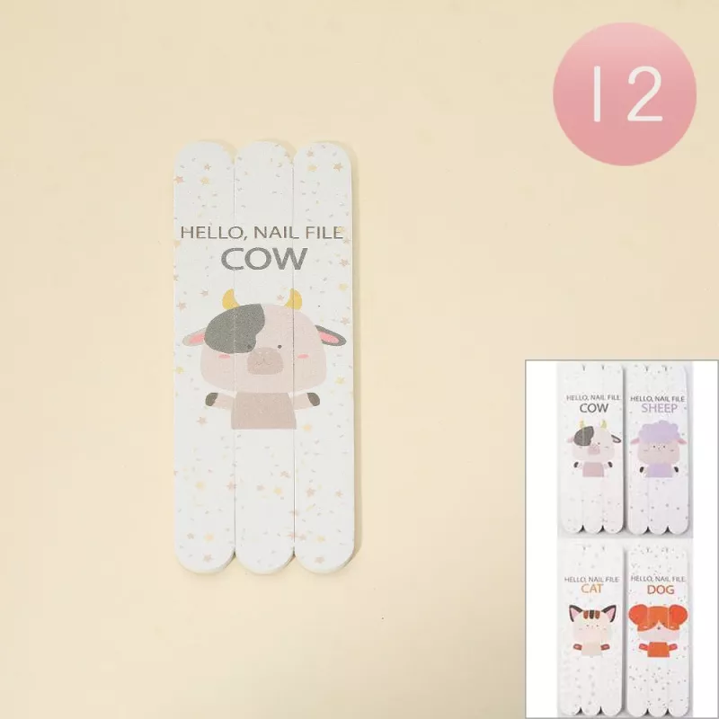 12 Set Of 2 - Adorable Animal Printed Nail Files