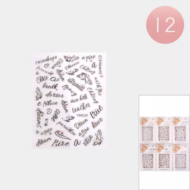12Pack Message Star Nail Art Adhesive Stickers