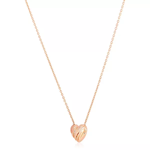 14k Rose Gold High Polish Scribbles Heart Necklace