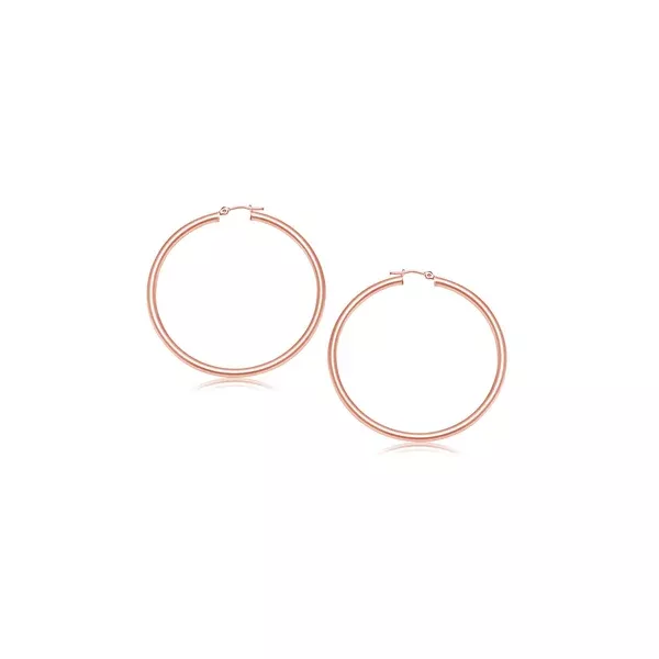 14k Rose Gold Polished Hoop Earrings (3x15mm)