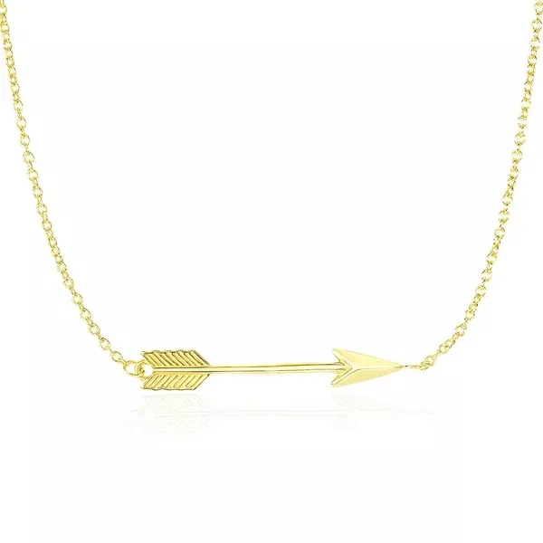 14k Yellow Gold Chain Necklace with Horizontal Arrow Pendant