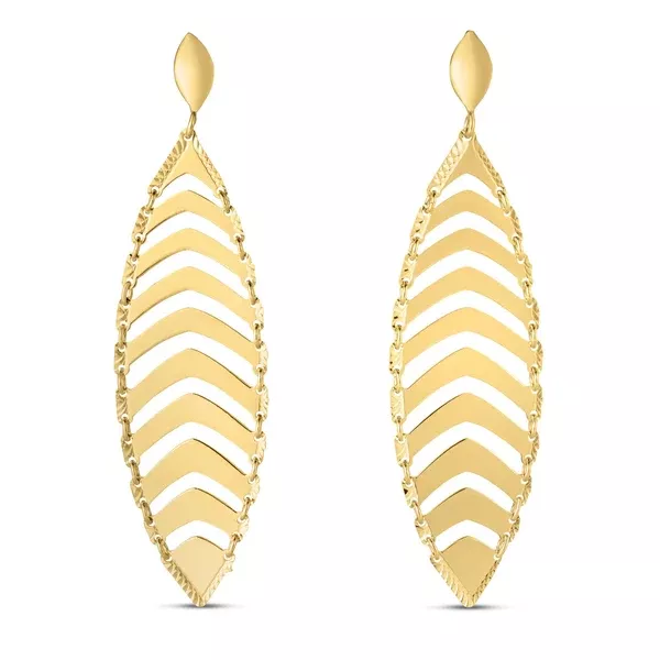 14k Yellow Gold Drop Leaf Earrings