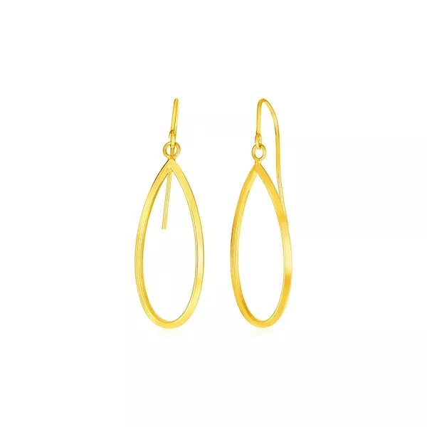 14k Yellow Gold Earrings with Polished Open Teardrop Dangles