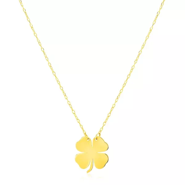 14K Yellow Gold Four Leaf Clover Necklace
