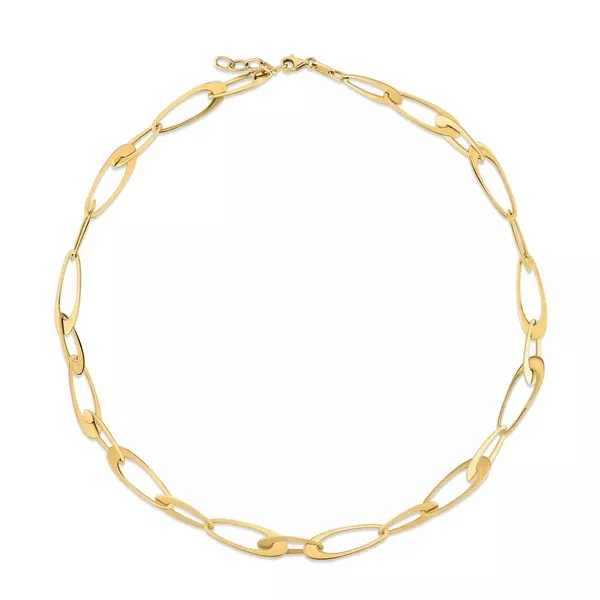 14K Yellow Gold Italian Oval Links Necklace