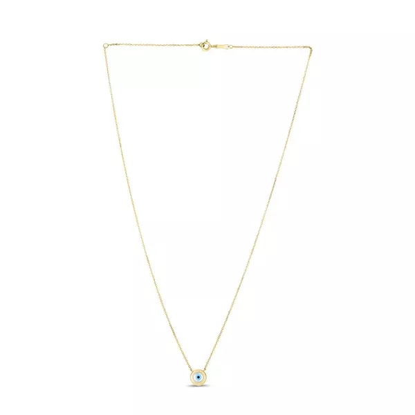 14k Yellow Gold MOP Evil Eye Necklace