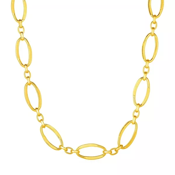 14k Yellow Gold Necklace with Polished Oval Links