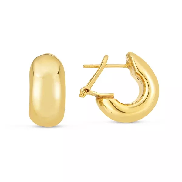 14k Yellow Gold Small Omega C Hoops