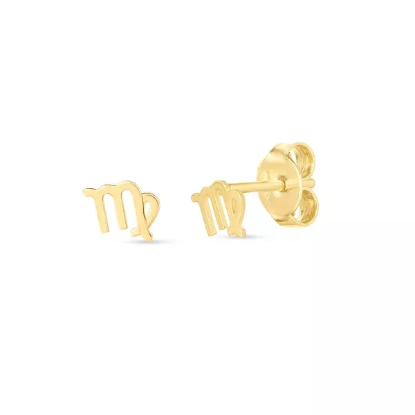 14k Yellow Gold Virgo Stud Earrings