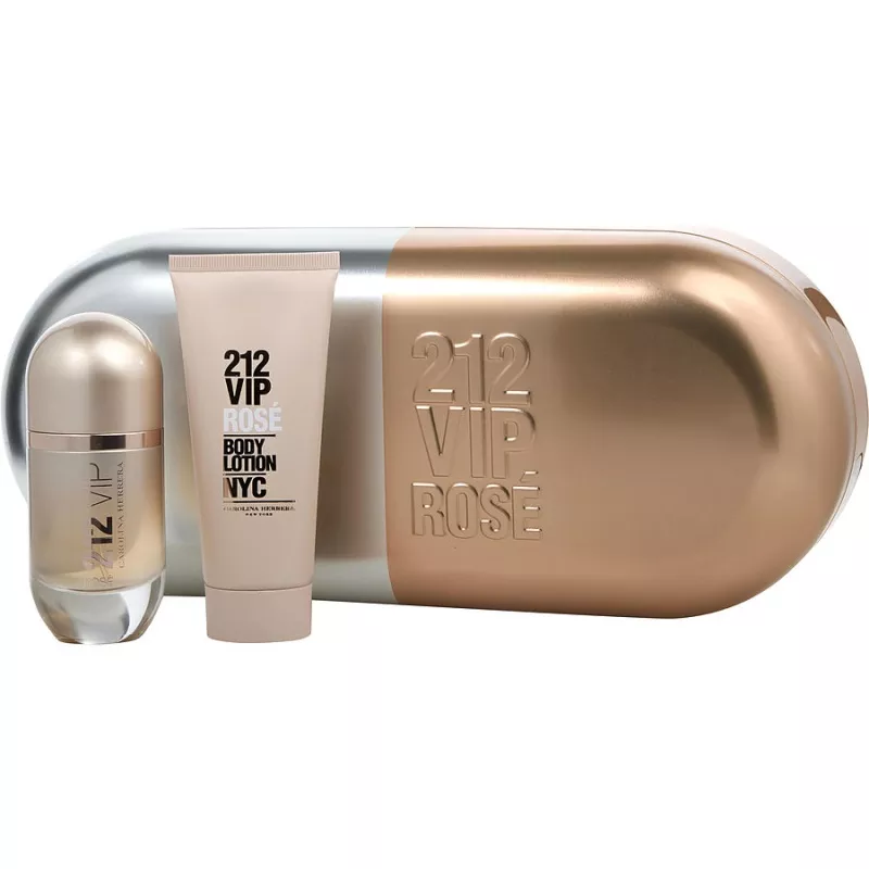 212 Vip Rose Eau De Parfum Spray 1.7 Oz & Body Lotion 3.4 Oz