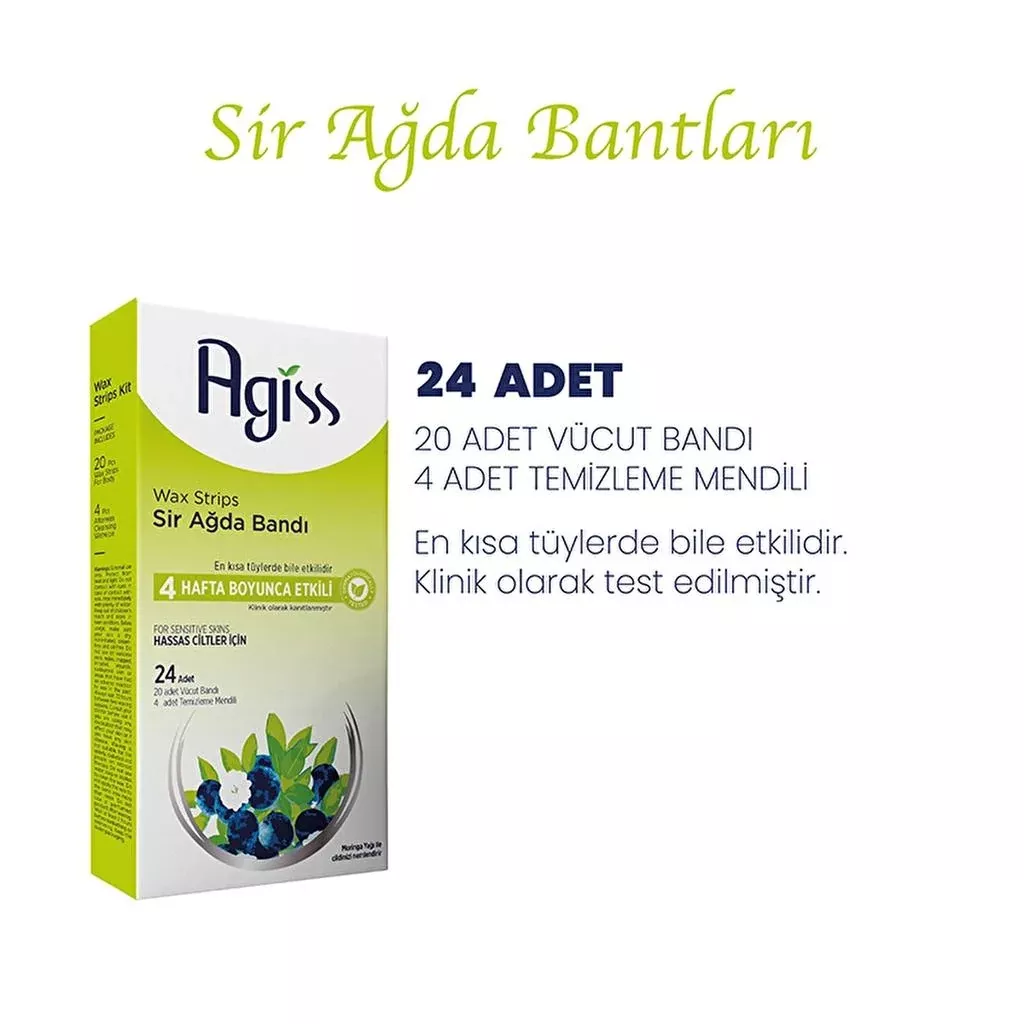 Agiss Sensitive Skin Wax Strips for Legs & Body, 24-Pack