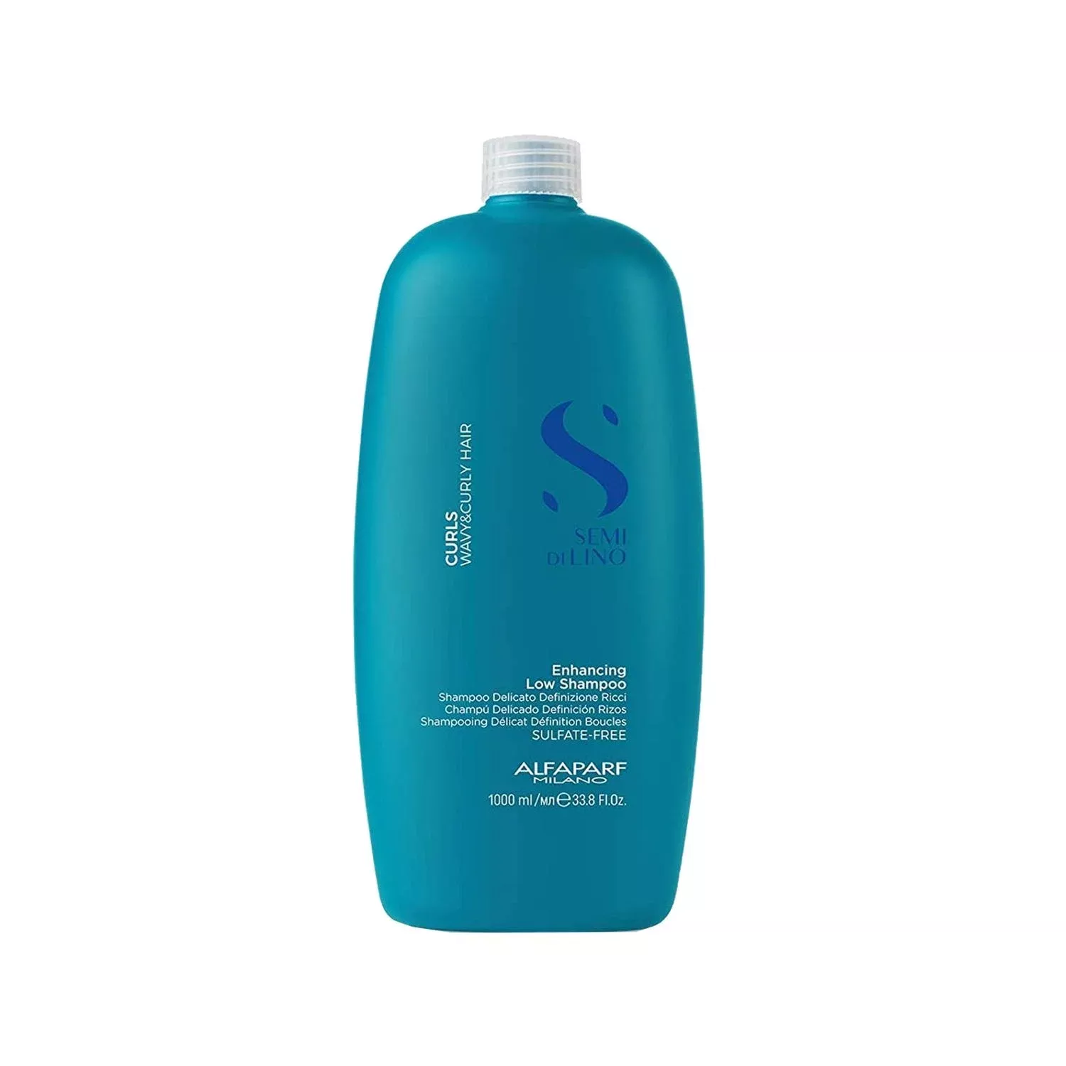 Alfaparf Semi Di Lino Curls Enhancing Shampoo 1000 ml - Sulfate-Free Shampoo for Curly Hair, Enhances Curl Definition