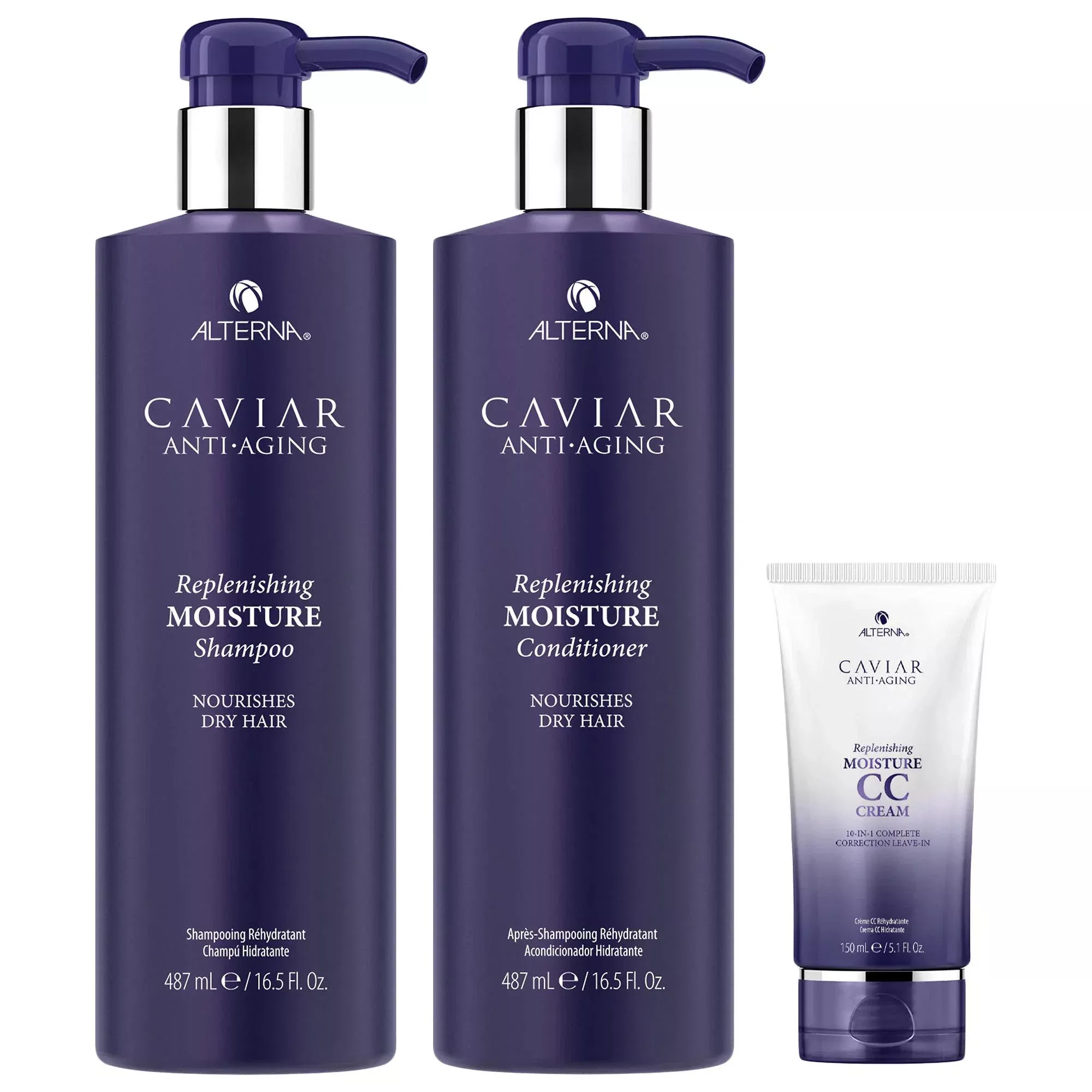 Alterna Replenishing Moisture Hair Care Set: Anti-Aging, Hydration & Shine - Sulfate-Free, Caviar Extract, & Thermal Protection for Dry, Damaged Hair