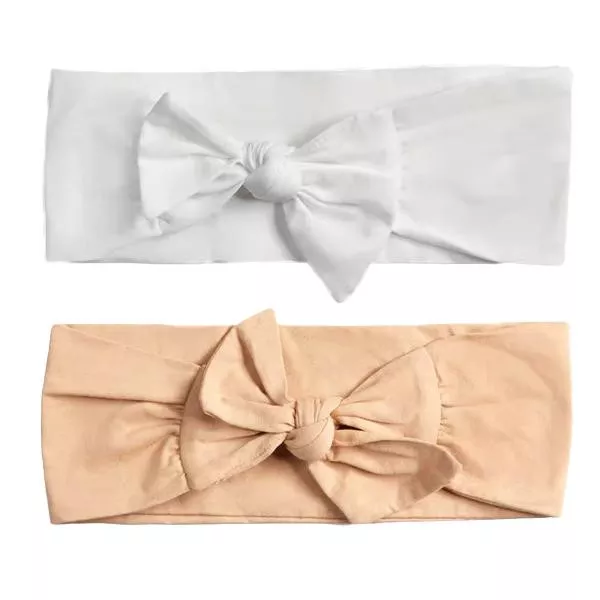 Bandeaux ajustables en coton - 2/paquet - Sable/Blanc