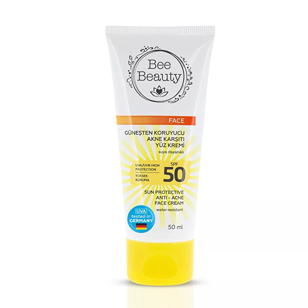 Bee Beauty Anti-Acne Sunscreen Face Cream with Matte Finish - 50ml, Dermatologically Tested, Water-Resistant