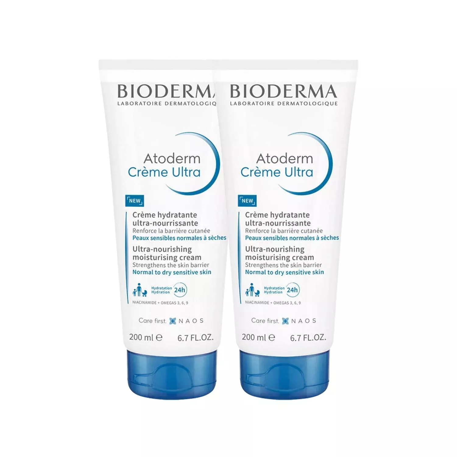Bioderma Atoderm Cream - Intense Moisturizing Cream for Dry Skin, Dermatologically Tested, 200ml x2