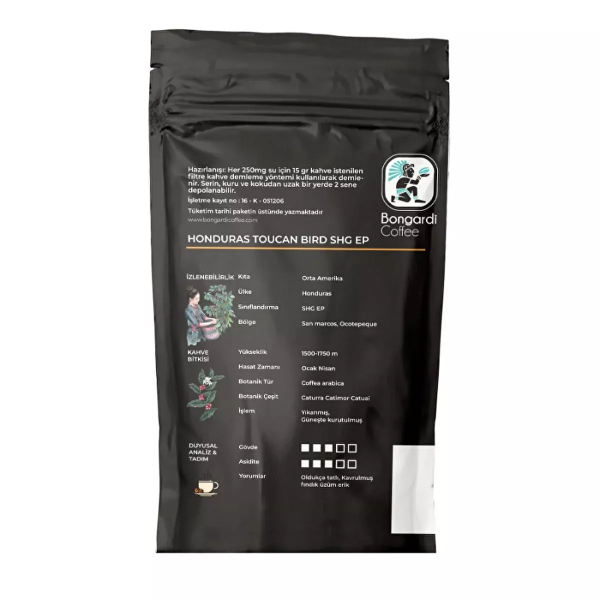 Bongardi Honduras Coffee - 200g Specialty Coffee Beans, High-Altitude, Rich Flavor