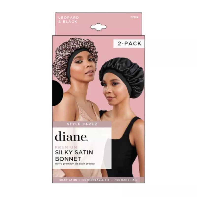 Bonnet en satin - Léopard & Noir