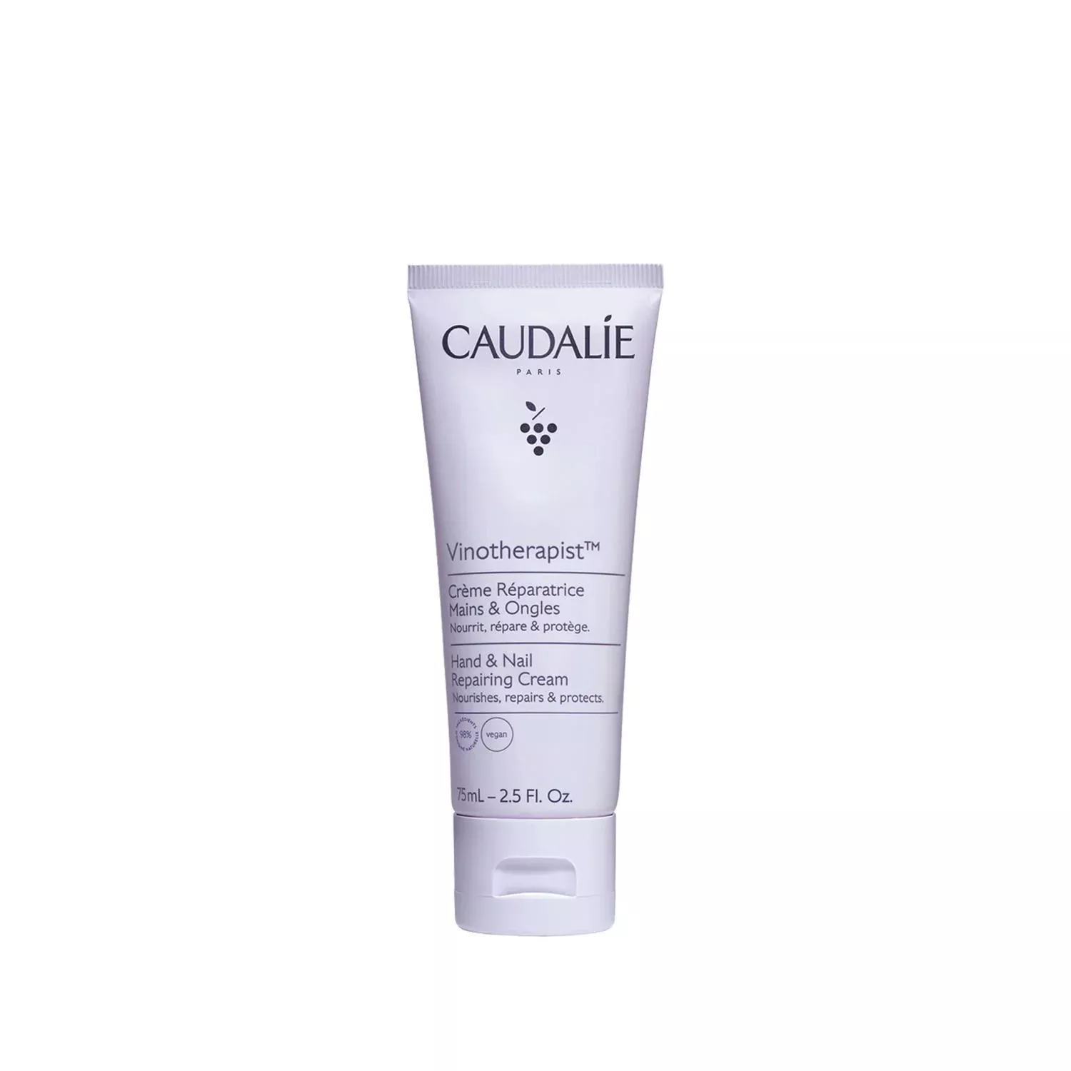 Caudalie Vinotherapist Hand & Nail Cream - Moisturizing 75ml Natural Hand Cream for Dry Hands & Nails