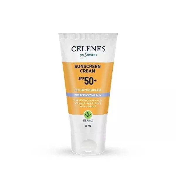 Celenes By Sweden Organic Sunscreen Cream SPF 50+ for Dry & Sensitive Skin - Natural & Mineral Sun Protection