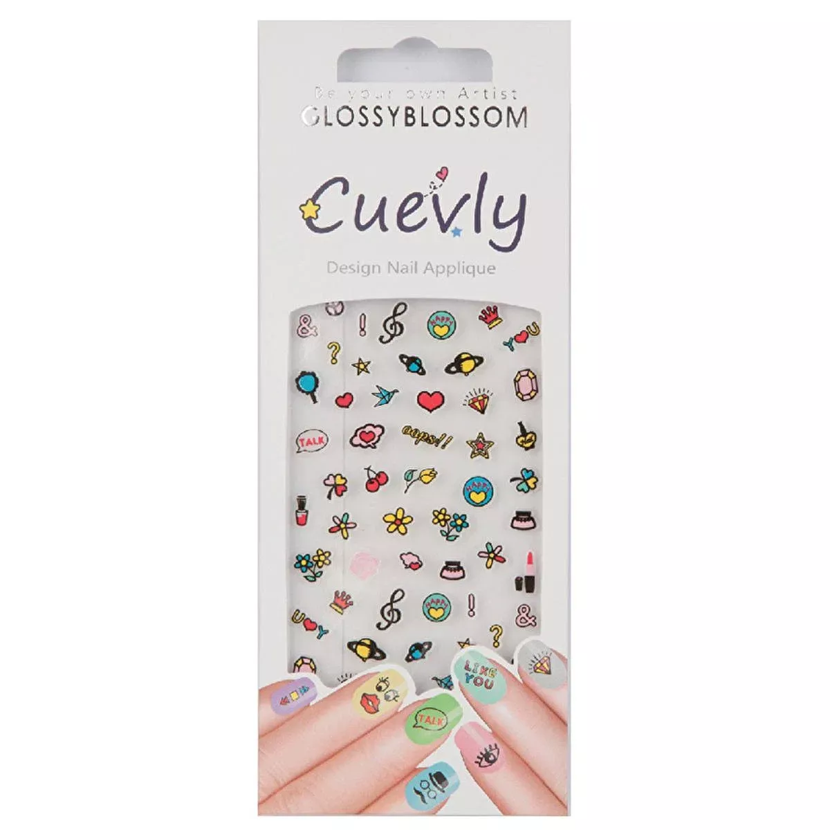 Cuevly Glossy Blossom Nail Stickers - Easy DIY Nail Art Decoration for Fingernails and Toenails, Variety of Designs