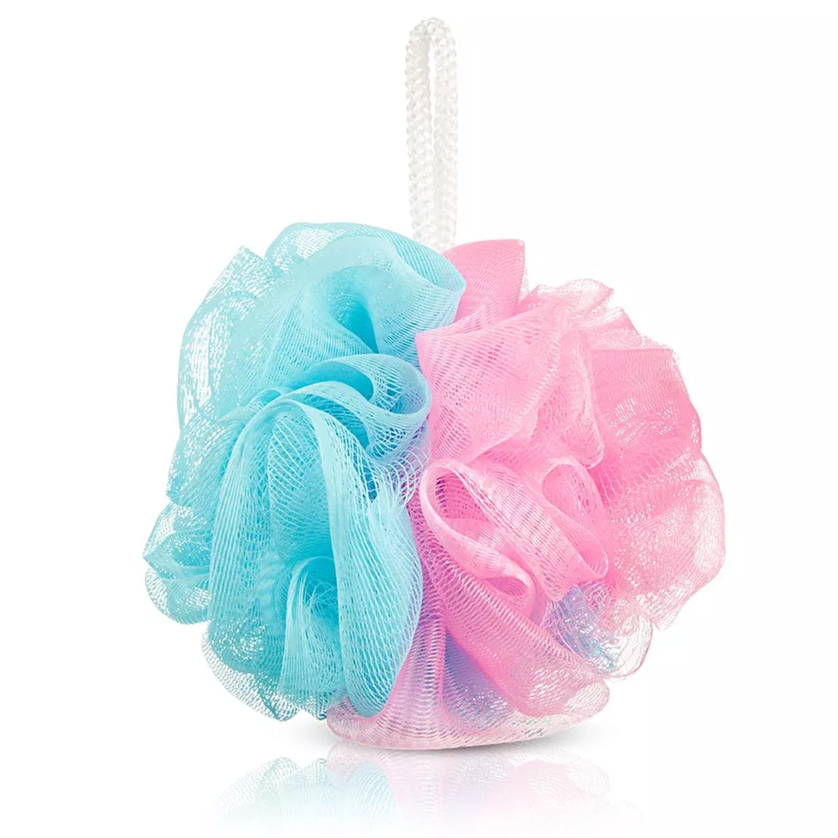 Eklips Colorful Bath Loofah - Soft, Gentle Exfoliating Bath Sponge with Hanging Detail, Machine Washable, Pink & Blue Designs
