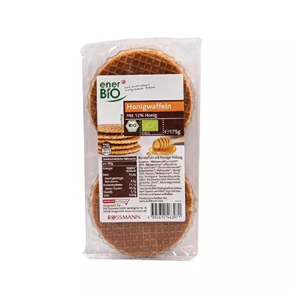 Enerbio Organic Honey Flavored Wafer - Healthy Snack for Kids & Adults, 175g