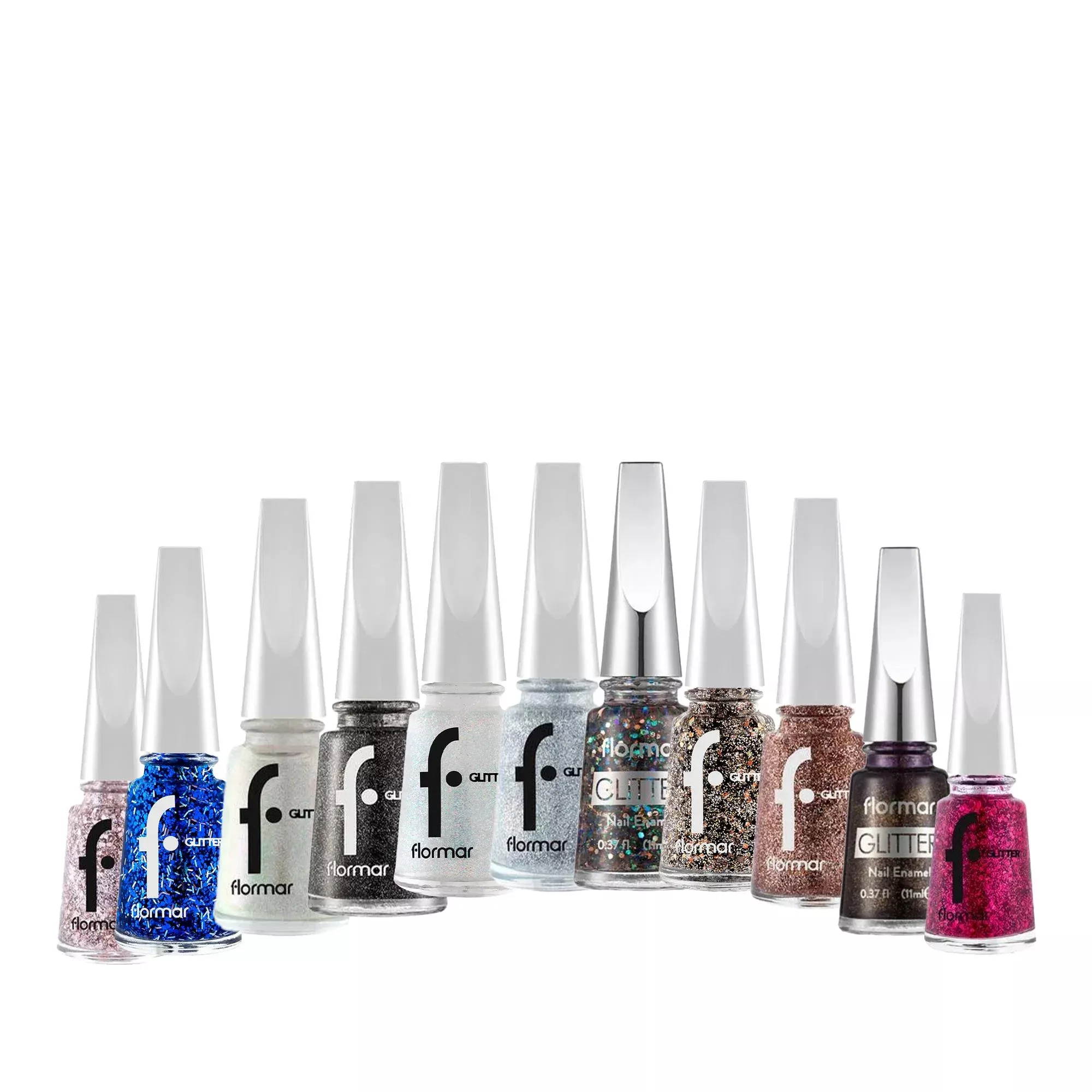 Flormar 11 ml Glitter Semi-Transparent Nail Polish - Adds Sparkle, Enhances Nail Appearance