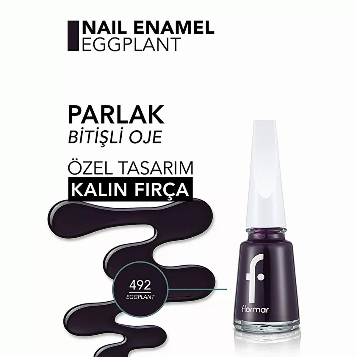 Flormar Long-lasting Nail Enamel 492 Eggplant - Nail Care & Beauty