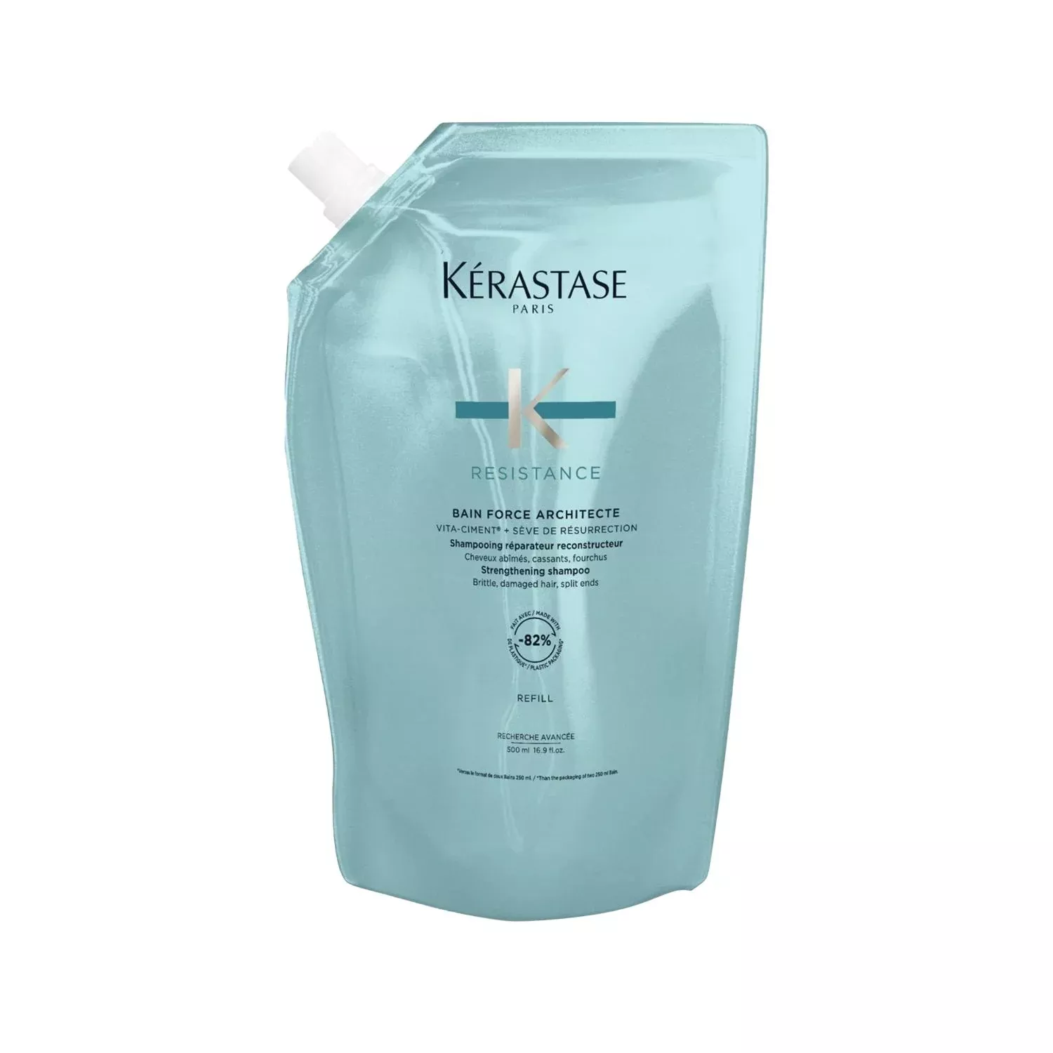 Kerastase Resistance Bain Force Architecte Repairing Shampoo for Damaged Hair - 500ml, Salon-Quality Hair Repair