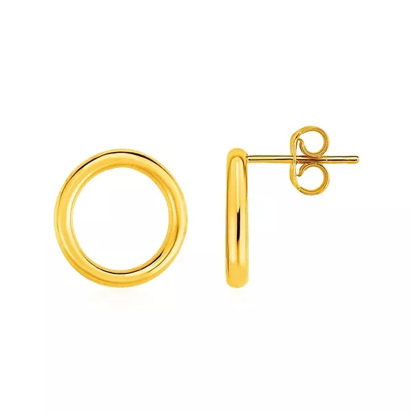 Open Circle Post Earrings in 14k Yellow Gold