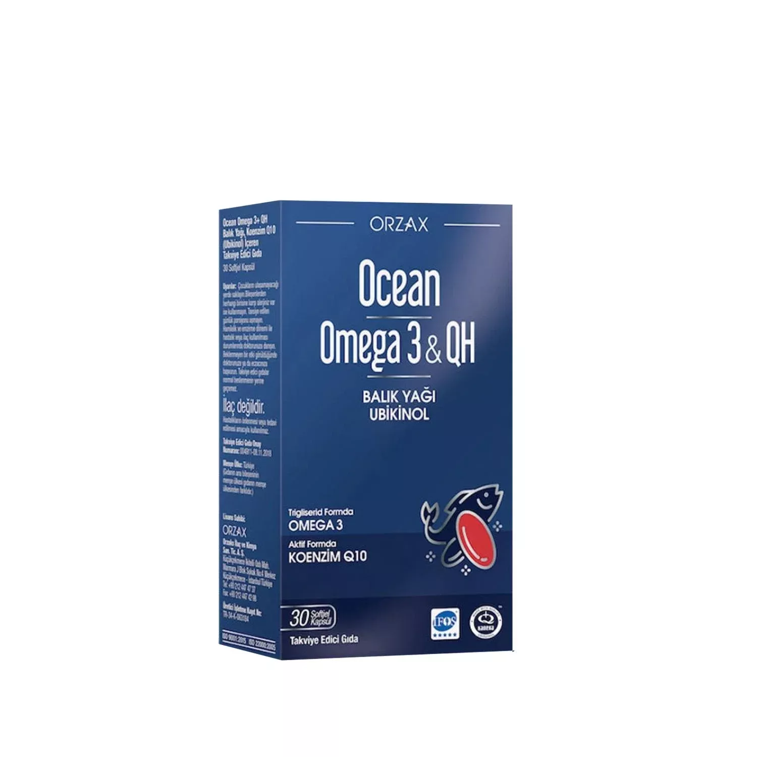 Orzax Ocean Omega 3 & QH Balõk Ya_õ Ubikinol 30 Softjel KapsŸl - Support & Antioxidant