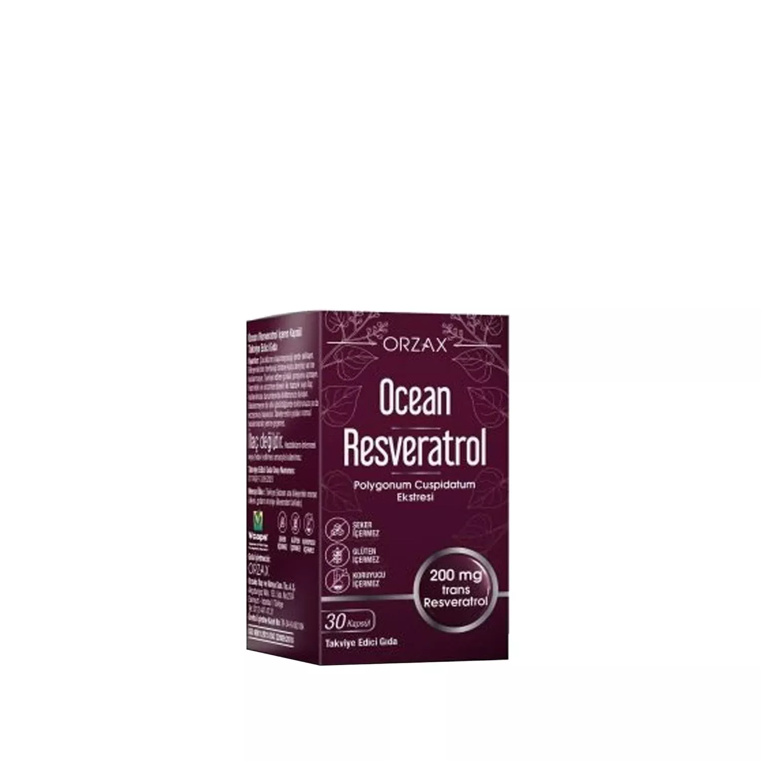 Orzax Resveratrol 200mg Dietary Supplement - Antioxidant Support for Health & Wellness, 30 Capsules