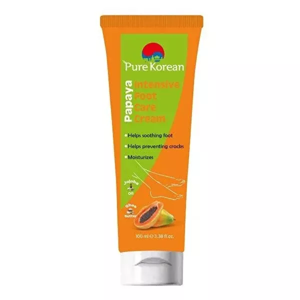 Pure Korean: Papaya Foot Cream - Intense Moisturizing, Cracked Heel Repair & Dry Feet Treatment | Shea Butter & Jojoba Oil