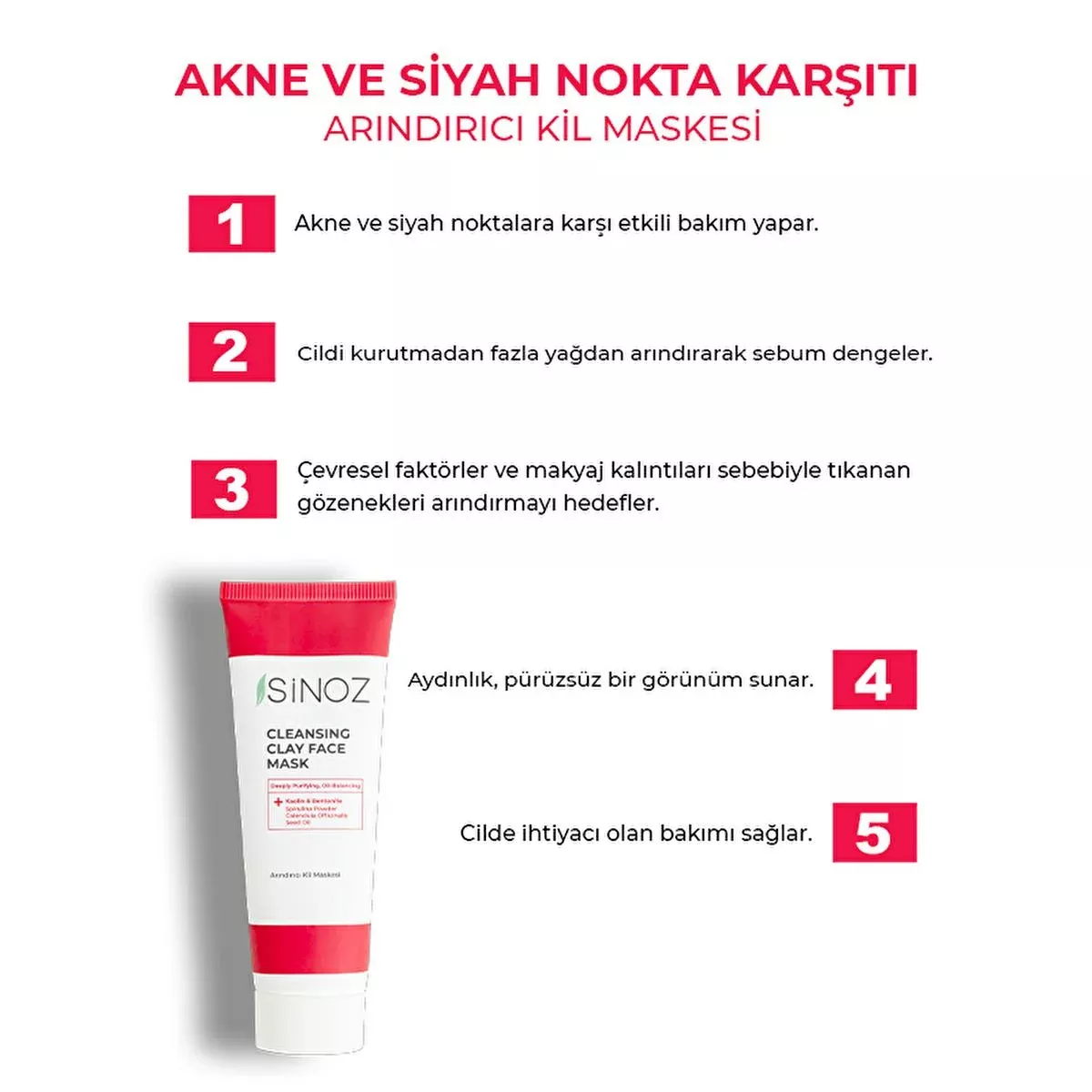 Sinoz Acne & Blackhead Purifying Facial Mask: Deep Pore Cleansing, Oil Control, and Natural Extracts for Clearer Skin