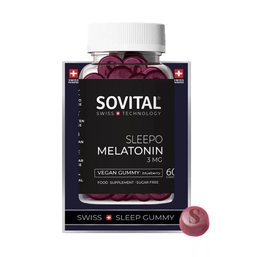 Sovital Melatonin Dietary Supplement - 3mg Melatonin, Vegan Gummies for Sleep Support - 60 Count