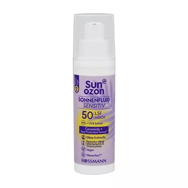 Sunozon Purple Face Cream with SPF 50 - Vegan, Sensitive Skin Friendly Moisturizer for Face, Neck & Décolletage