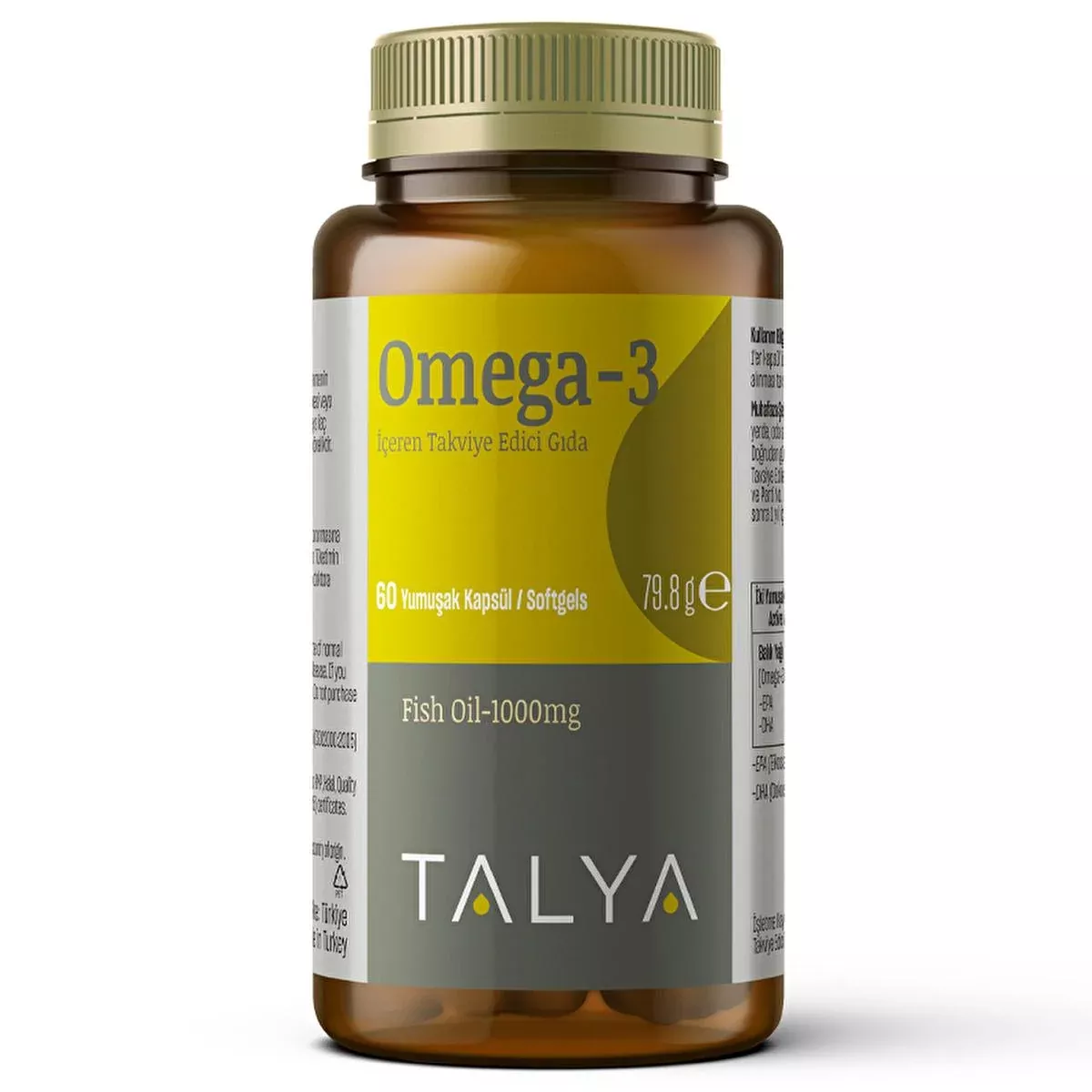 Talya Omega 3 Supplement - 60 Capsules for Heart Health and Brain Function