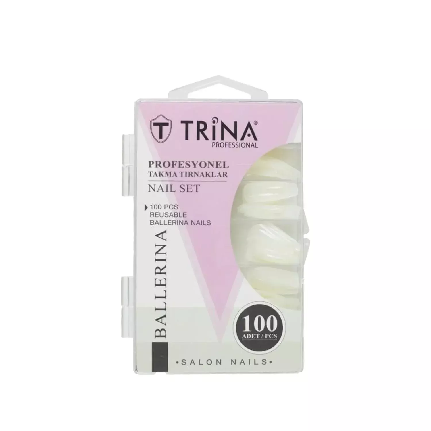 Trina Ballerina Nail Tips - 100 Units, Artificial Nail Extensions for Stylish Nail Enhancements