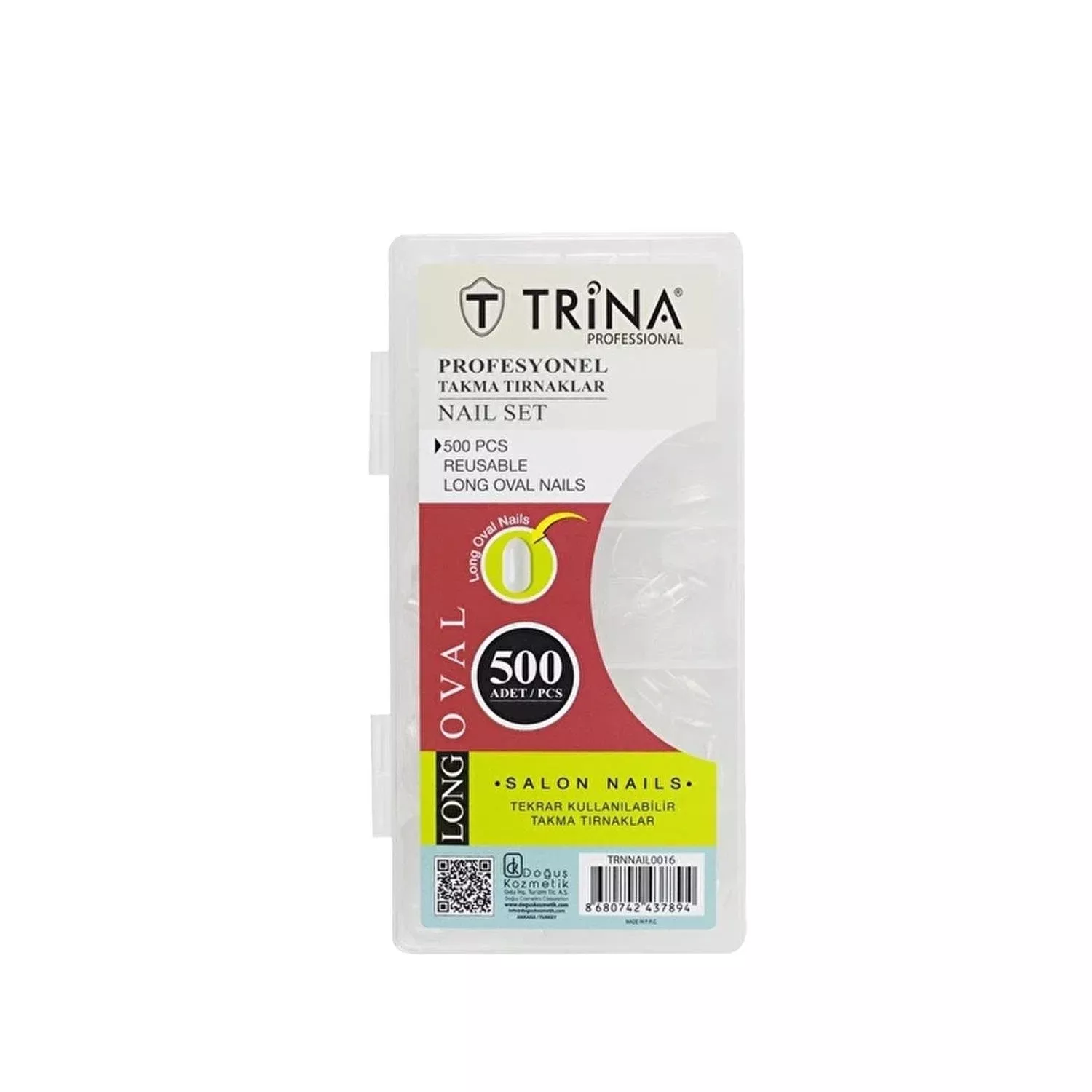 Trina False Nails - Long Oval 500 Count - Artificial Nail Tips for Nail Art & Beauty Enhancements