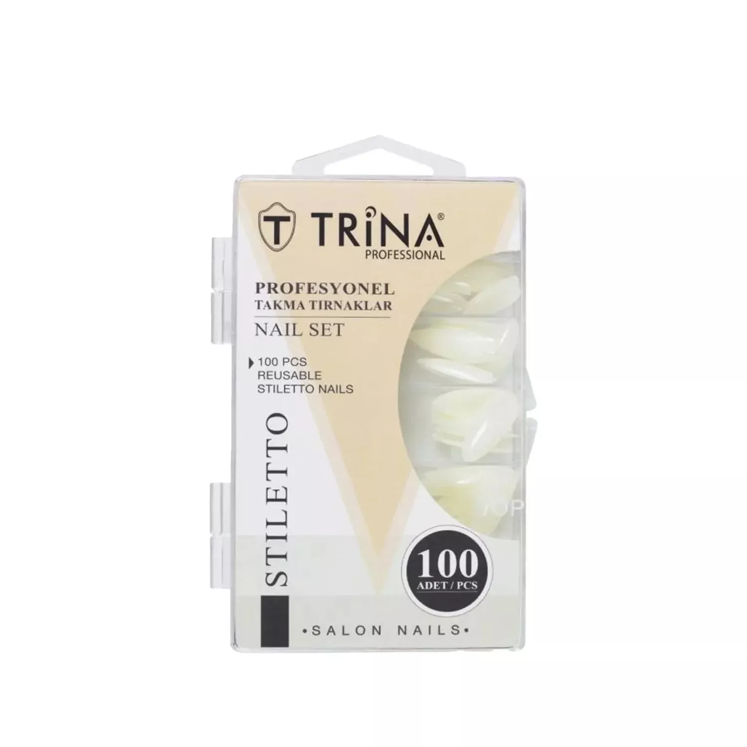 Trina False Nails Stiletto Style 100 Pieces - High-Quality Cosmetic Nail Enhancements