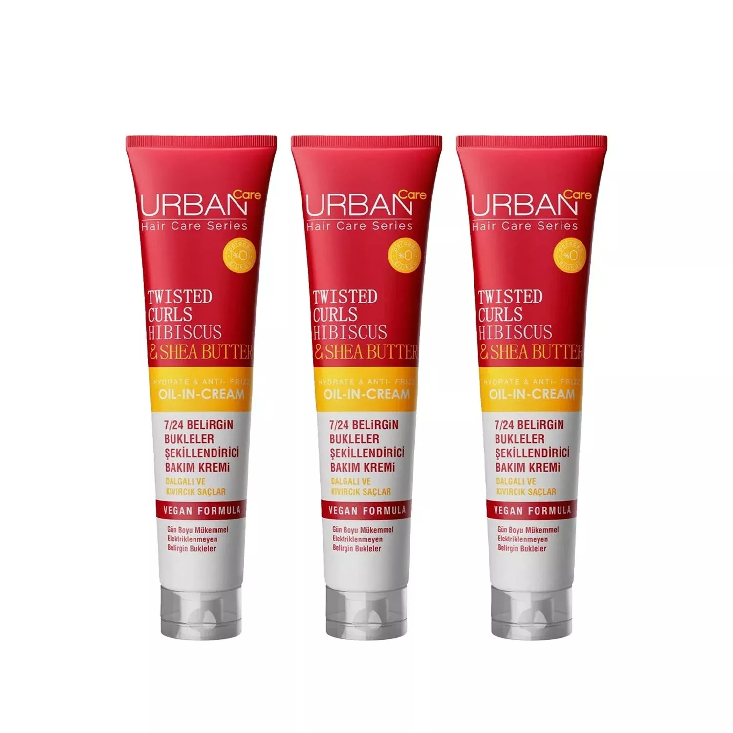 Urban Care Twisted Curls Hibiscus Hair Care Cream - Nourishing Moisturizer for Curly Hair, 3 x 175ml