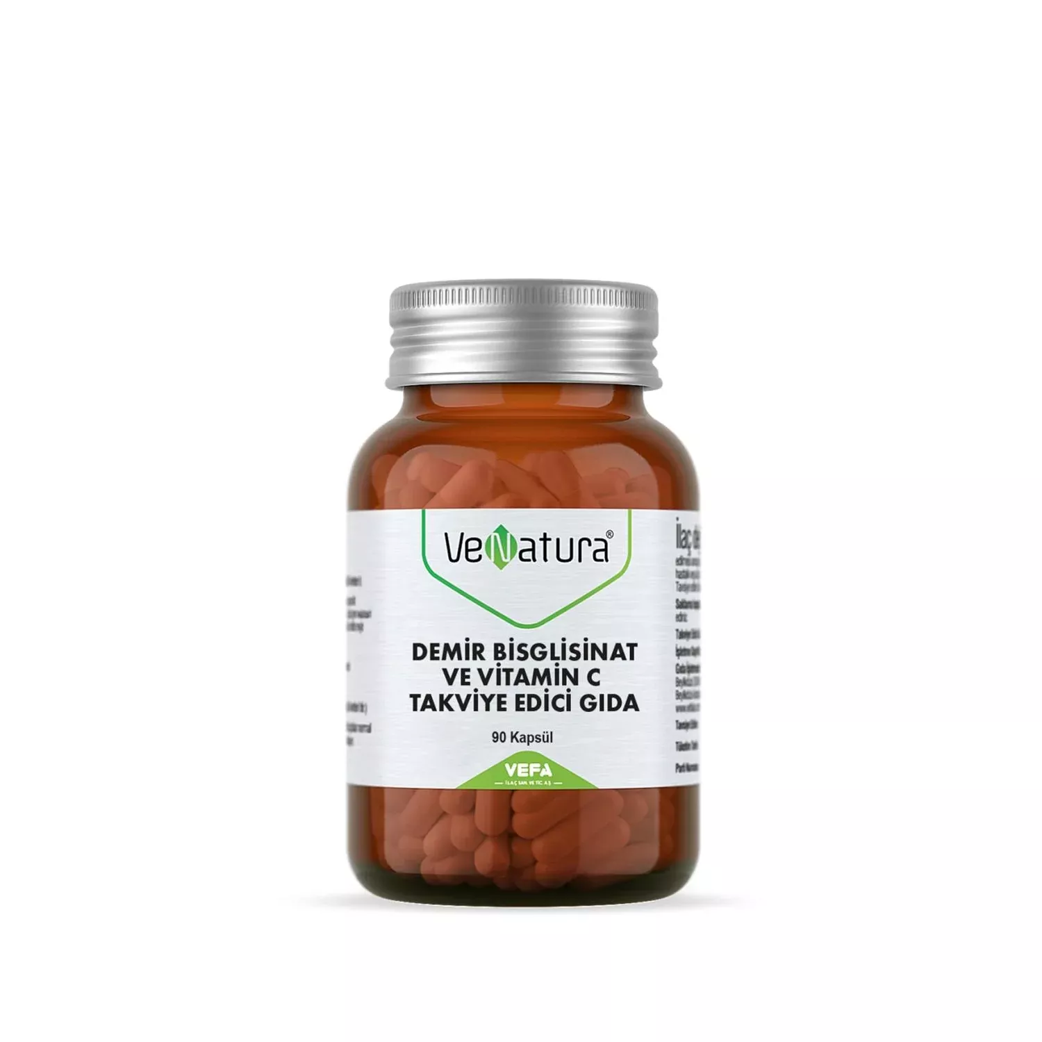 VeNatura Iron Supplement with Vitamin C - 90 Capsules for Healthy Iron Levels & Immune Support