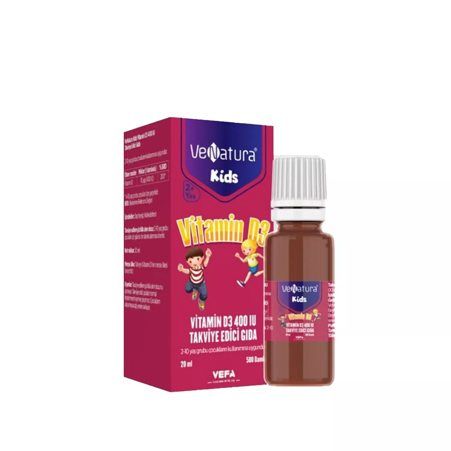 VeNatura Kids Vitamin D3 400IU Drops - Supports Healthy Bone Development in Children, Pediatric Vitamin D Supplement, 0.68 fl oz