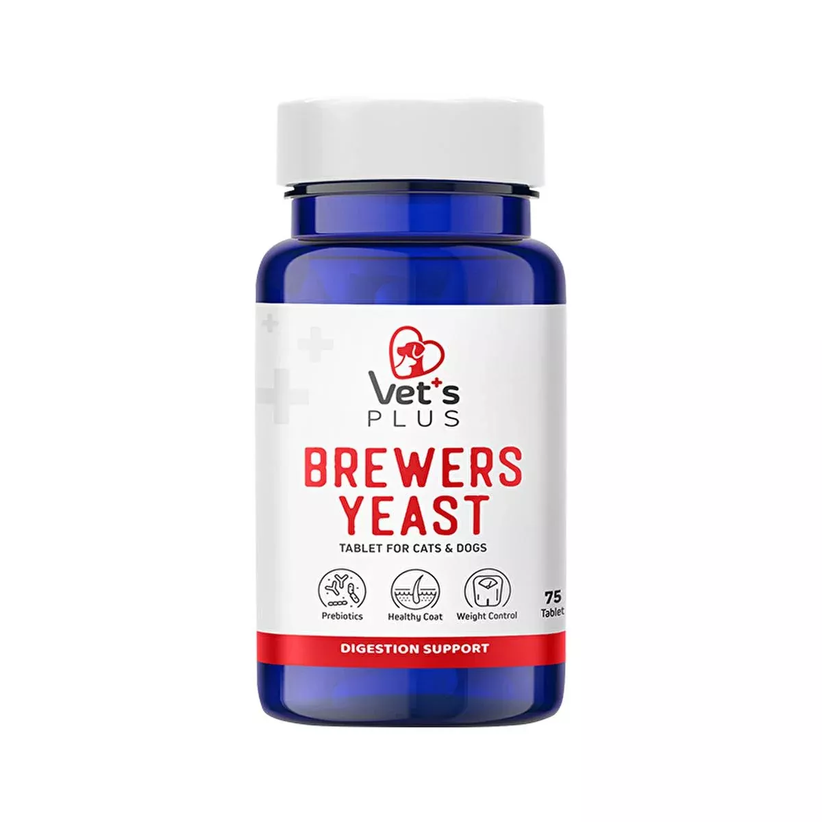Vet's Plus Digestive Health Supplement for Cats and Dogs - Prebiotic Support with Garlic Powder - 75 Tablets