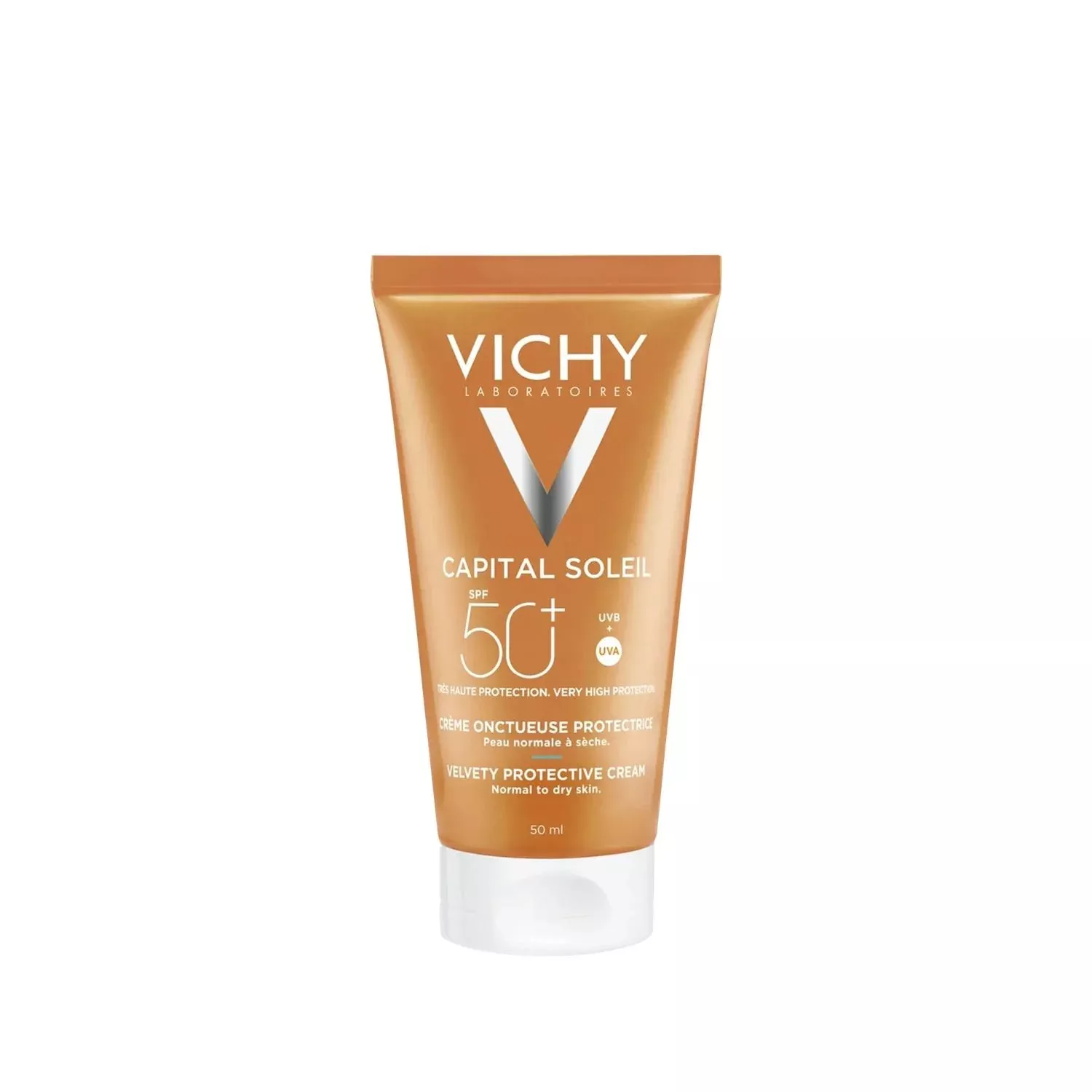 Vichy Capital Soleil Velvety SPF 50 Sunscreen Face Cream - Broad Spectrum Protection, Non-Greasy Texture
