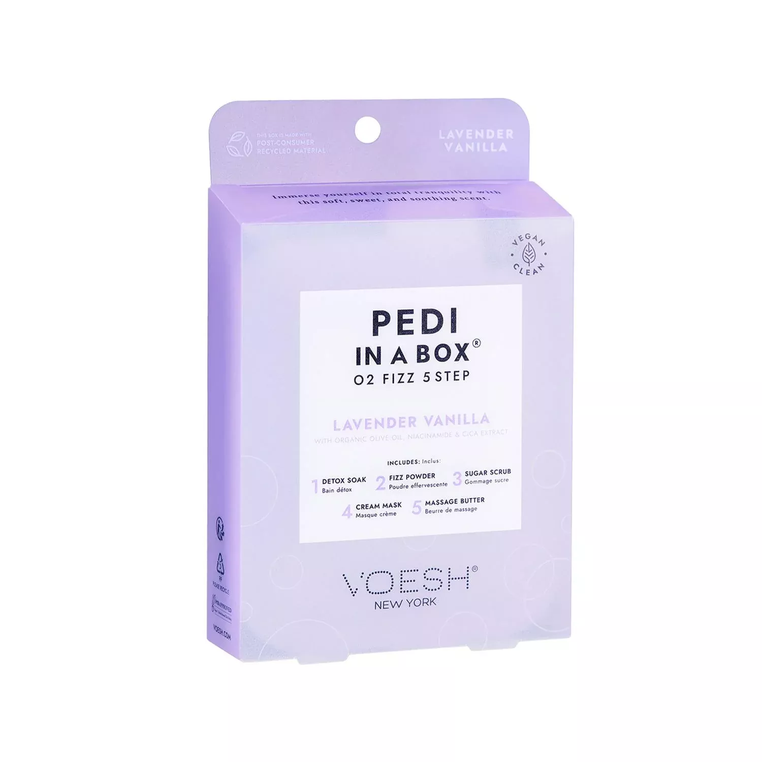 Voesh New York Pedi In A Box O2 Fizz Lavender Vanilla 5-Step Set